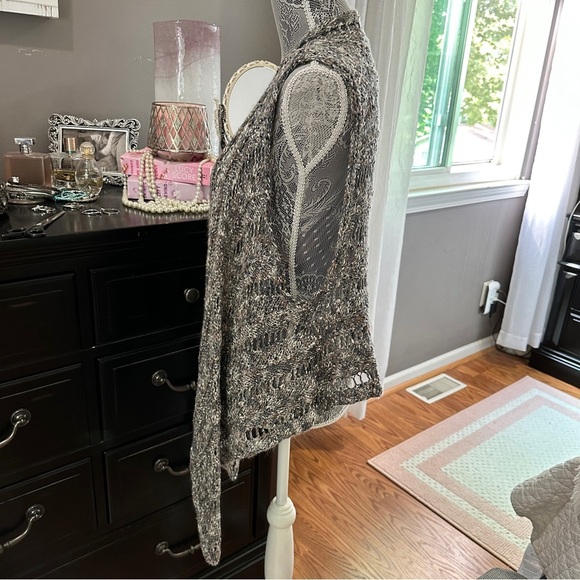 Chunky Knit Open Front Sweater Vest Cardigan – Neutral Gray Multi - Picture 6 of 15